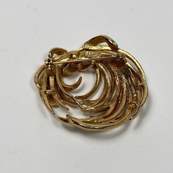 LiSNER Brooch Vintage Signed Gold Tone Swirl Knot - Picture 5 of 10